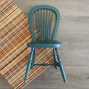 Blue Wooden Plant Stand Doll Chair Boho Vintage